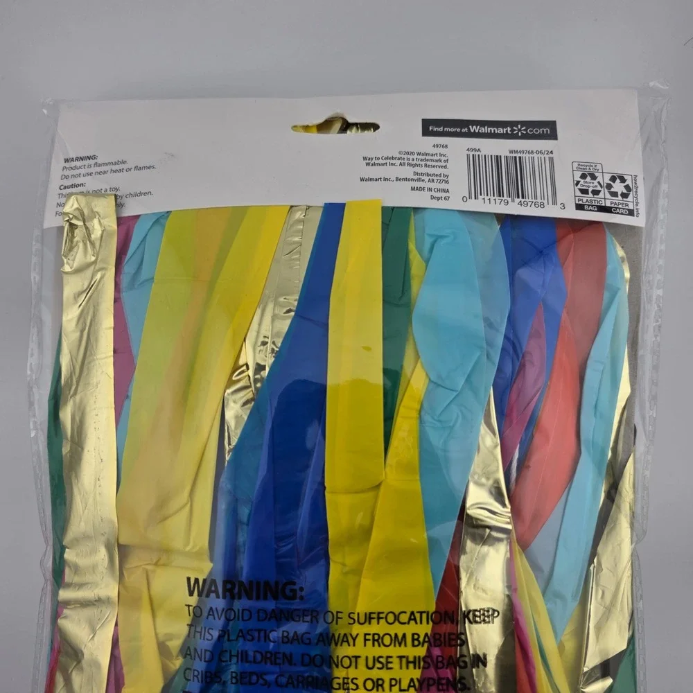 Way to Celebrate Colorful Birthday Decor‎ Bundle Fringe Backdrop Balloon Kit